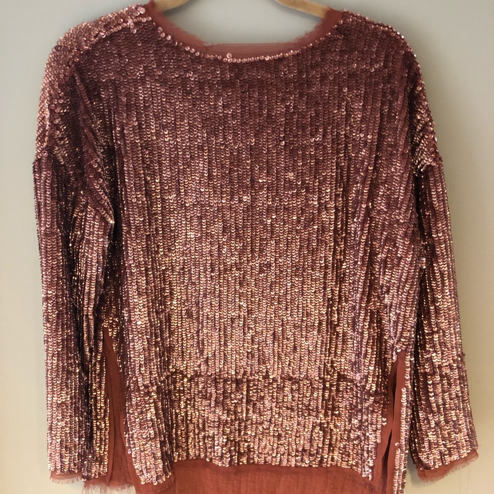 Sparkly Pink Sequined Shirt with Low Back